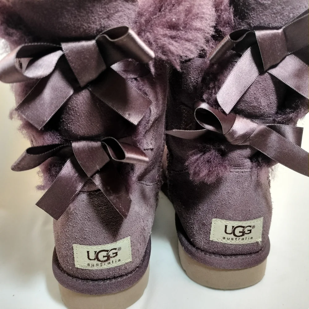 UGG Bailey Bow II‎ Purple Suede Fur-lined Boots